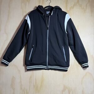 Public Supply Co NYC Sherpa Lined Zip Hoodie Jacket Black White Mens Medium